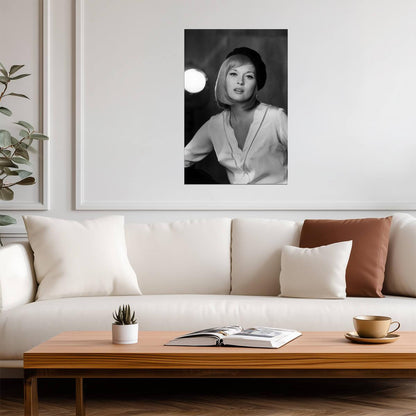 Faye Dunaway Black Beret Poster | Black and White Portrait Wall Art Print - Celebrities Poster
