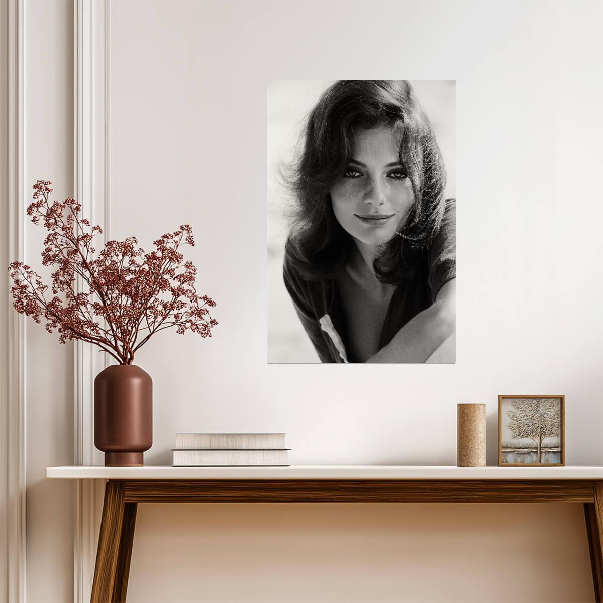 Jacqueline Bisset Freckles Poster | Black and White Wall Art Print - Celebrities Poster