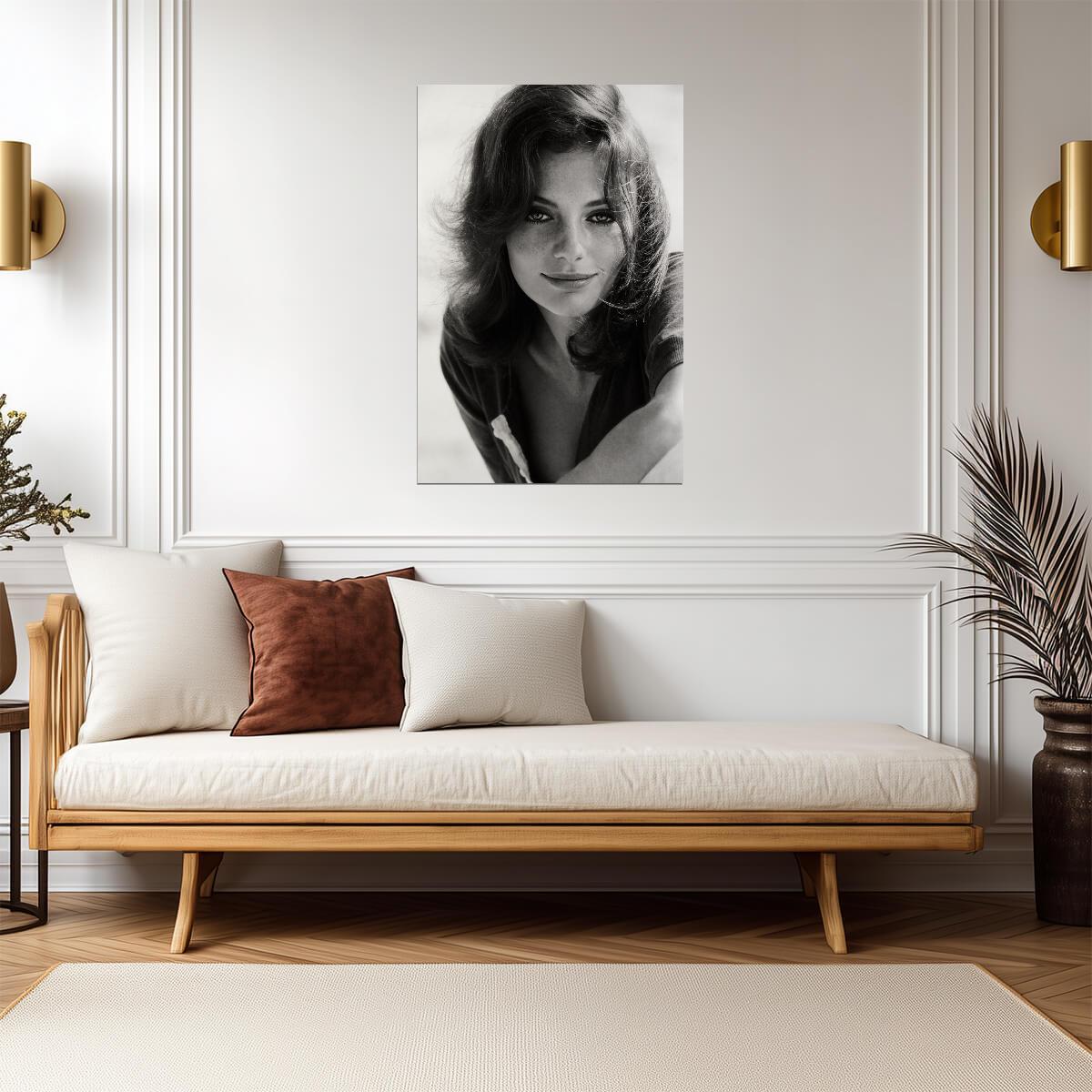 Jacqueline Bisset Freckles Poster | Black and White Wall Art Print - Celebrities Poster