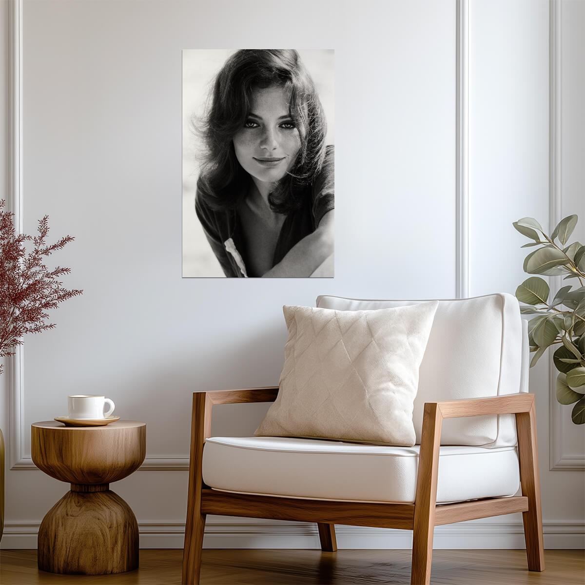 Jacqueline Bisset Freckles Poster | Black and White Wall Art Print - Celebrities Poster