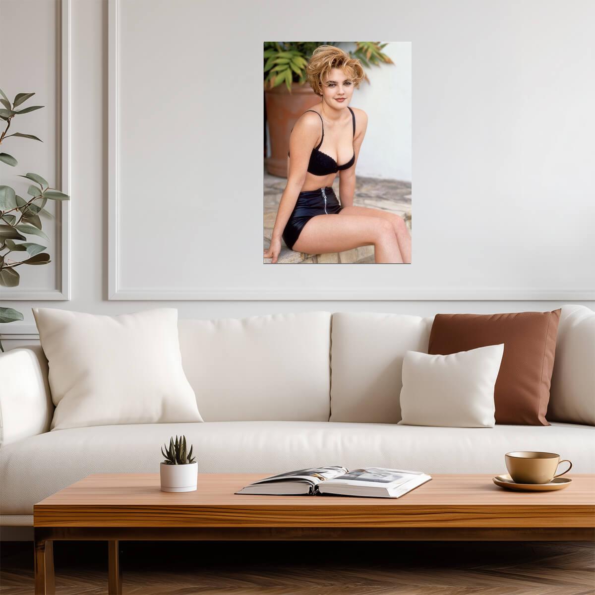 Drew Barrymore in Swimsuit Poster | Young Sexy Actress Wall Art Print - Celebrities Poster