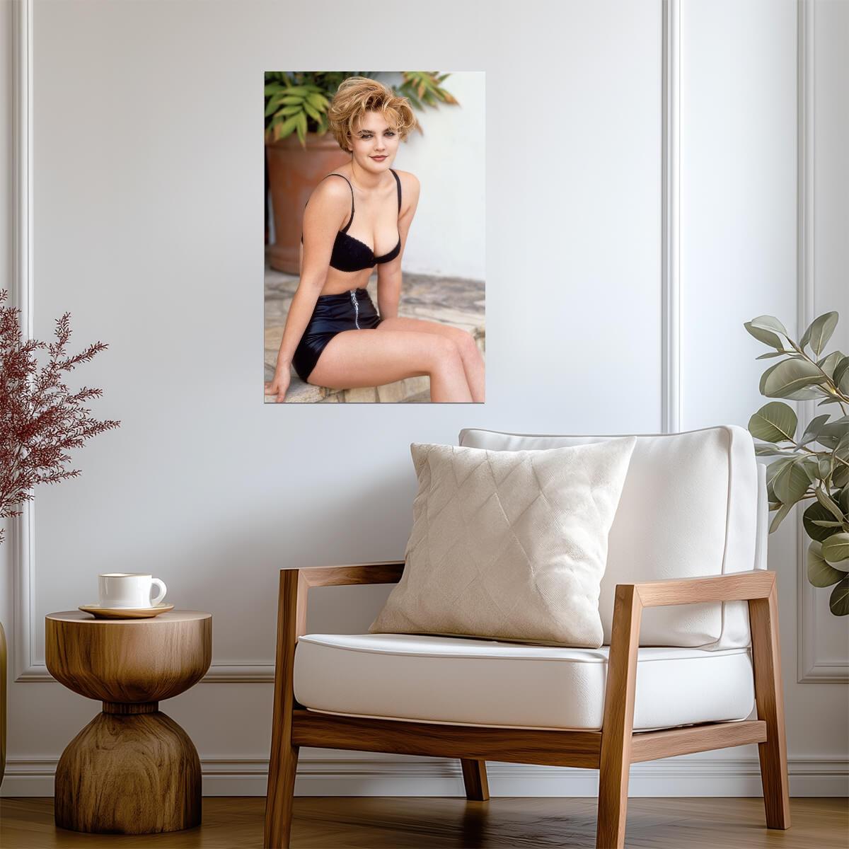 Drew Barrymore in Swimsuit Poster | Young Sexy Actress Wall Art Print - Celebrities Poster