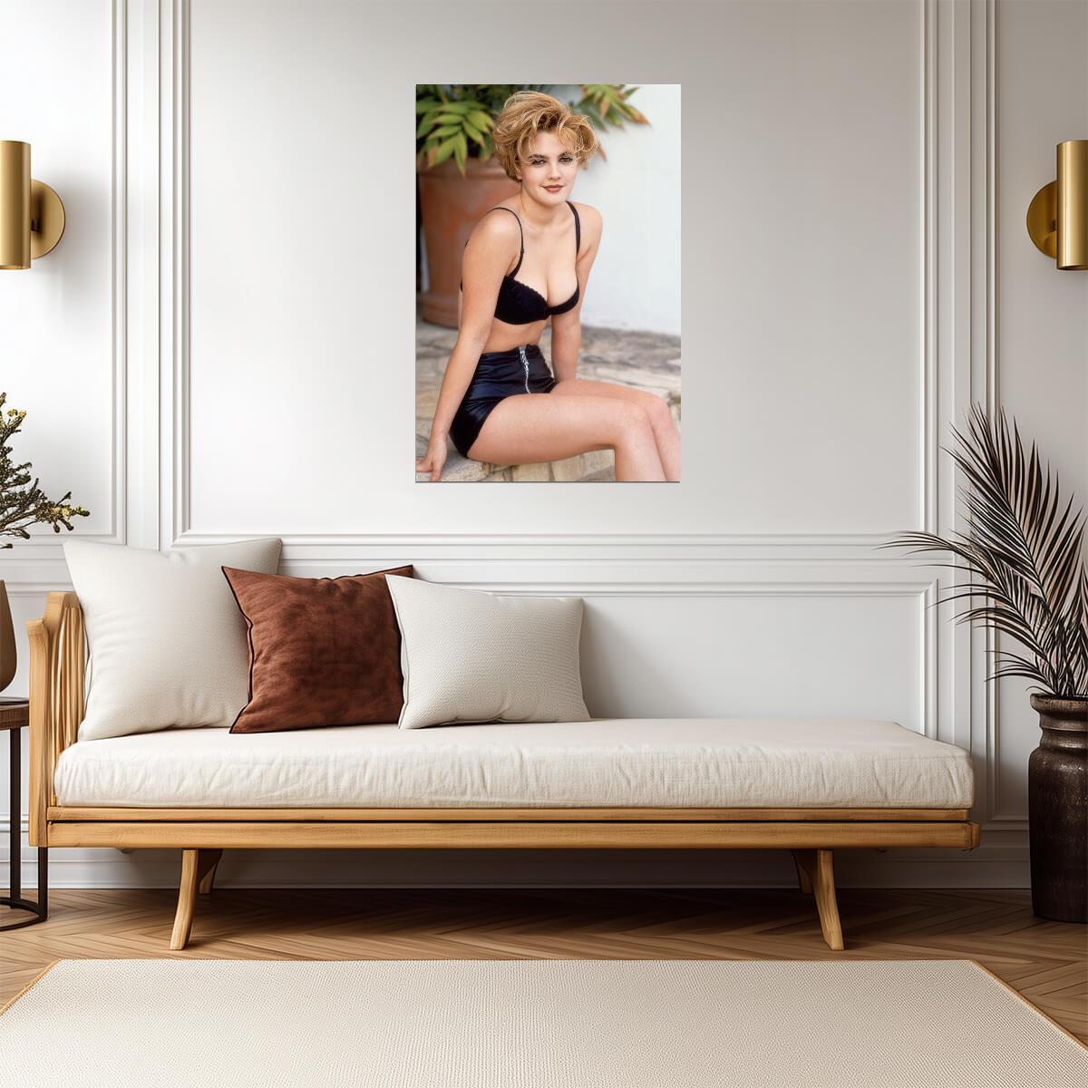 Drew Barrymore in Swimsuit Poster | Young Sexy Actress Wall Art Print - Celebrities Poster