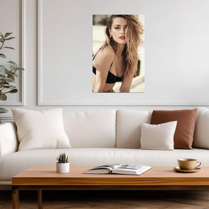 Amber Heard in Black Lingerie Poster | Sexy Actress Wall Art Print - Celebrities Poster