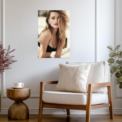 Amber Heard in Black Lingerie Poster | Sexy Actress Wall Art Print - Celebrities Poster