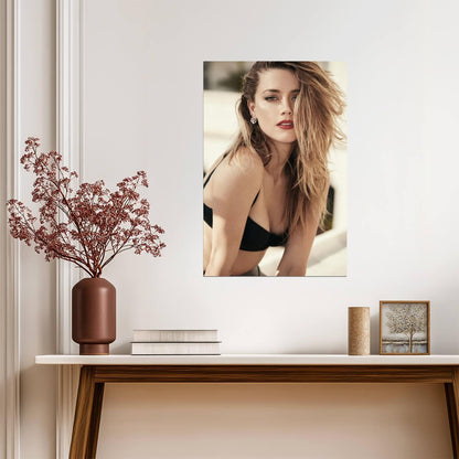 Amber Heard in Black Lingerie Poster | Sexy Actress Wall Art Print - Celebrities Poster