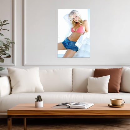 Elisha Cuthbert in Pink Bikini and Denim Shorts Poster | Sexy Actress Print - Celebrities Poster