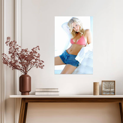 Elisha Cuthbert in Pink Bikini and Denim Shorts Poster | Sexy Actress Print - Celebrities Poster