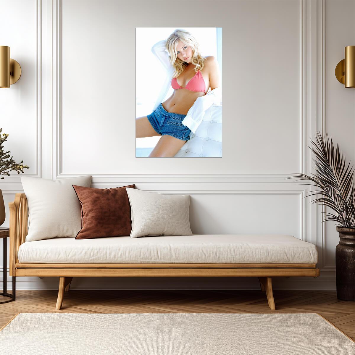 Elisha Cuthbert in Pink Bikini and Denim Shorts Poster | Sexy Actress Print - Celebrities Poster