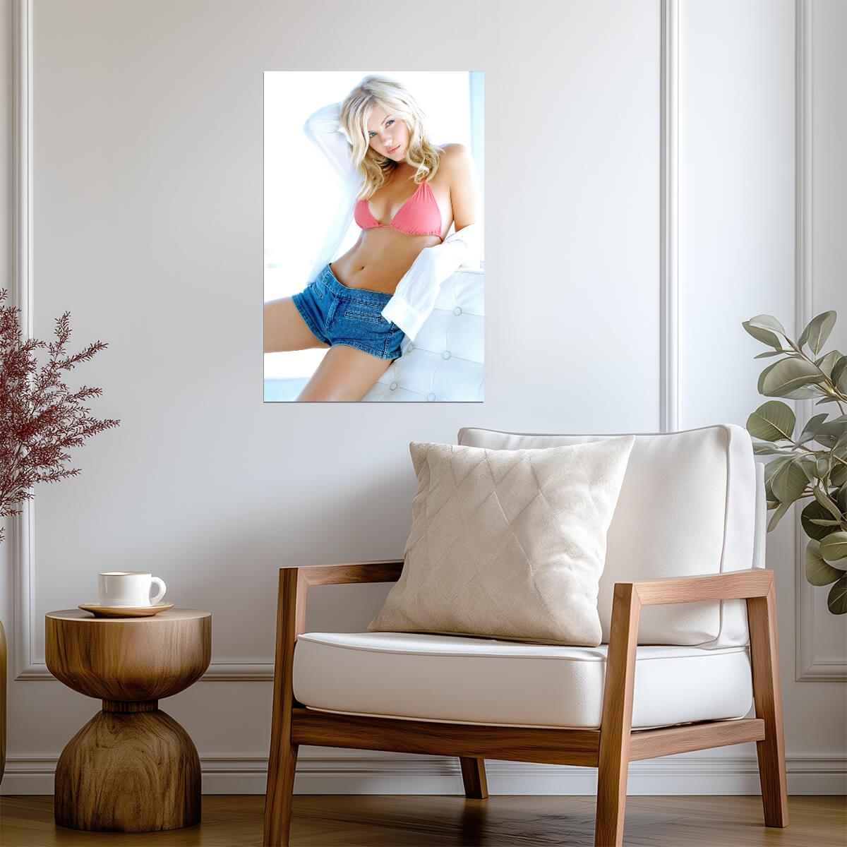 Elisha Cuthbert in Pink Bikini and Denim Shorts Poster | Sexy Actress Print - Celebrities Poster