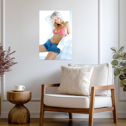 Elisha Cuthbert in Pink Bikini and Denim Shorts Poster | Sexy Actress Print - Celebrities Poster