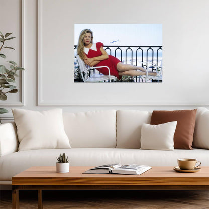 Kim Basinger in Red Dress with Red Lips Poster | Actress Wall Art Print - Celebrities Poster