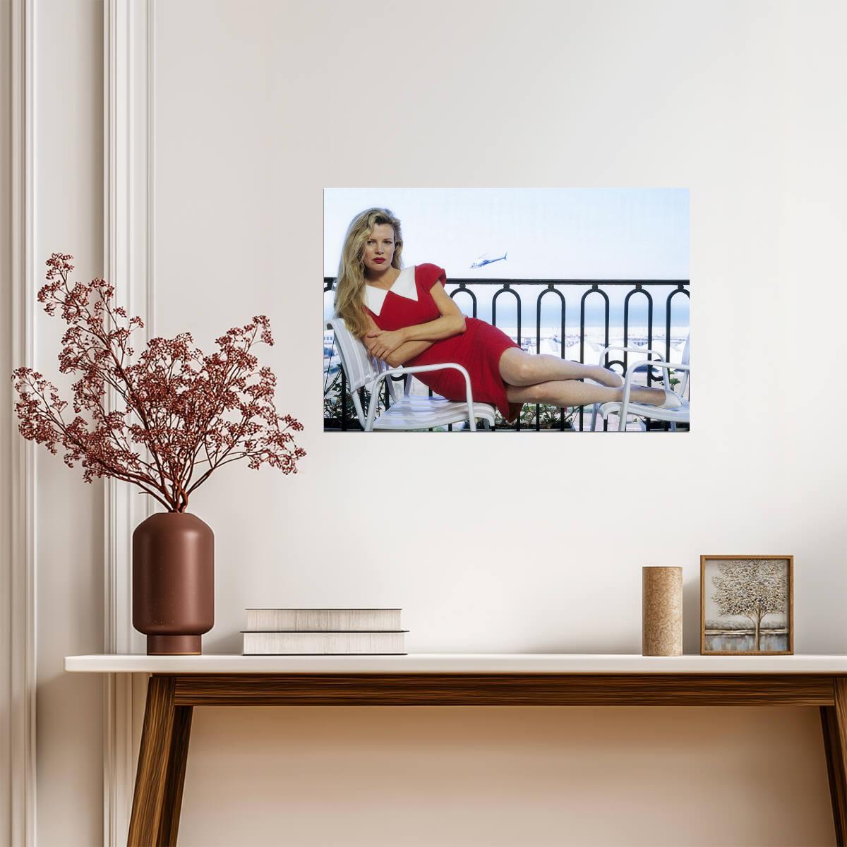 Kim Basinger in Red Dress with Red Lips Poster | Actress Wall Art Print - Celebrities Poster