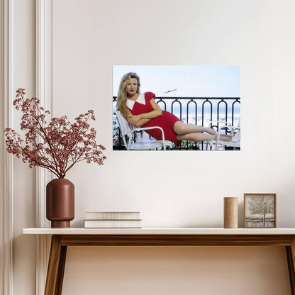 Kim Basinger in Red Dress with Red Lips Poster | Actress Wall Art Print - Celebrities Poster