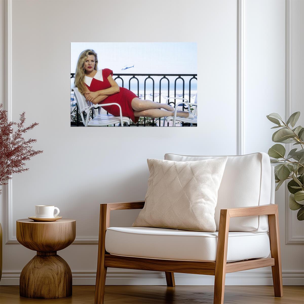 Kim Basinger in Red Dress with Red Lips Poster | Actress Wall Art Print - Celebrities Poster