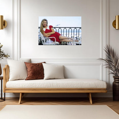 Kim Basinger in Red Dress with Red Lips Poster | Actress Wall Art Print - Celebrities Poster