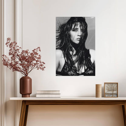 Sophie Marceau in Lace Bra Poster | 1990 Black and White Wall Art Print - Celebrities Poster