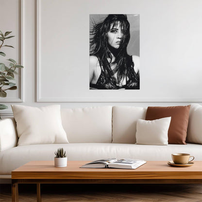 Sophie Marceau in Lace Bra Poster | 1990 Black and White Wall Art Print - Celebrities Poster