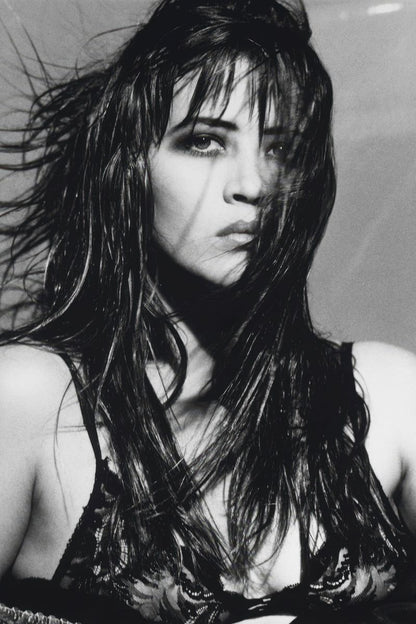 Sophie Marceau in Lace Bra Poster | 1990 Black and White Wall Art Print - Celebrities Poster