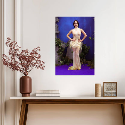 Jenna Ortega in Wet Beige Dress Poster | Gothic Outfit Wall Art Print - Celebrities Poster