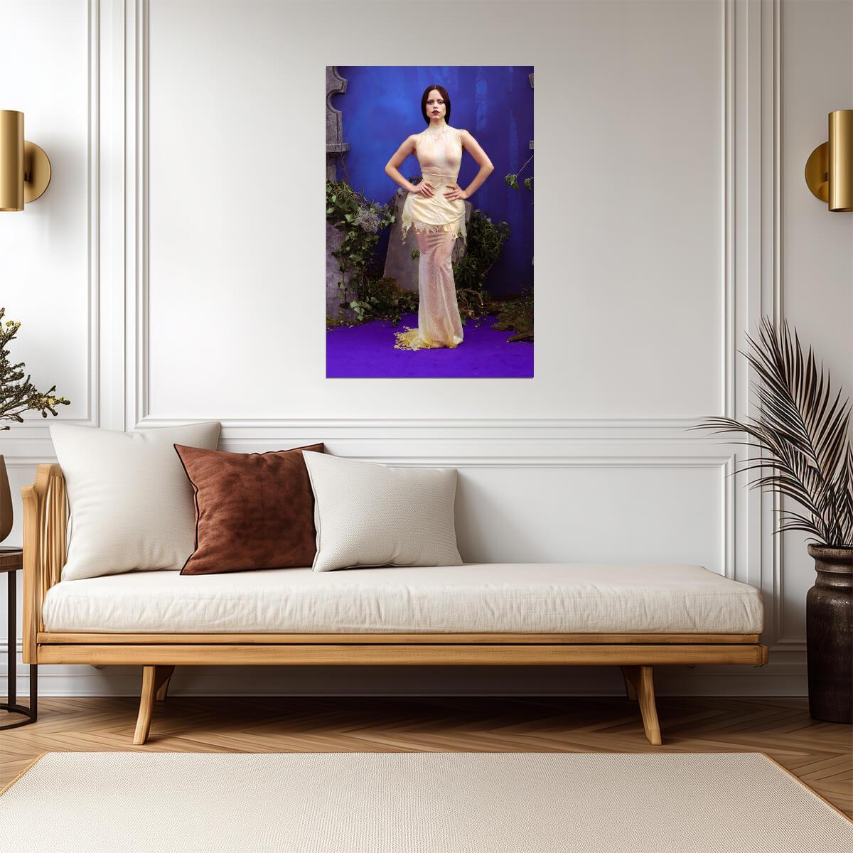 Jenna Ortega in Wet Beige Dress Poster | Gothic Outfit Wall Art Print - Celebrities Poster