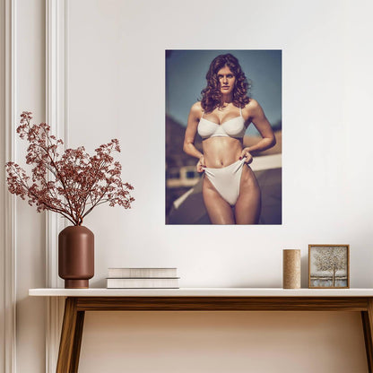 Alexandra Daddario in White Swimsuit Poster | Sexy Actress Wall Art Print - Celebrities Poster