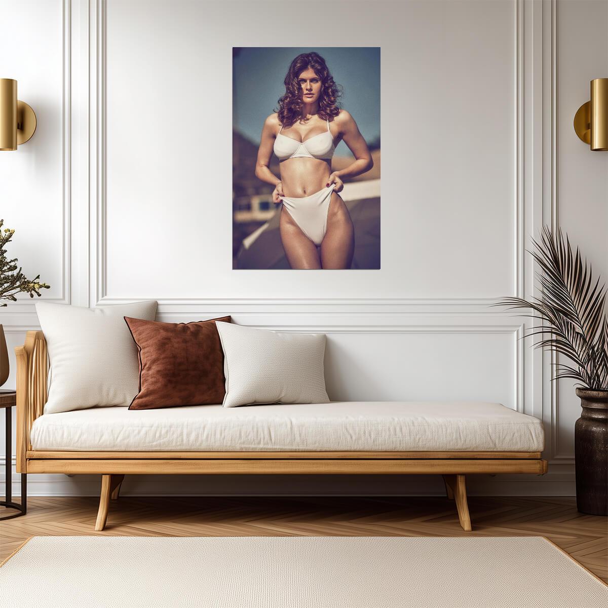 Alexandra Daddario in White Swimsuit Poster | Sexy Actress Wall Art Print - Celebrities Poster