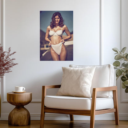 Alexandra Daddario in White Swimsuit Poster | Sexy Actress Wall Art Print - Celebrities Poster