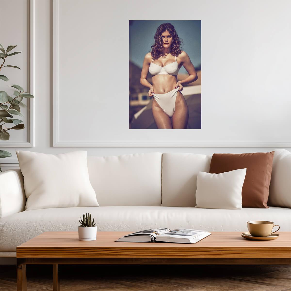 Alexandra Daddario in White Swimsuit Poster | Sexy Actress Wall Art Print - Celebrities Poster