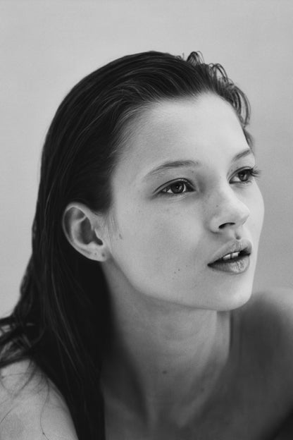 Kate Moss At 16 Poster | Black and White Model Wall Art Print - Celebrities Poster