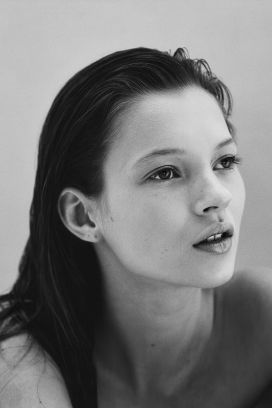 Kate Moss At 16 Poster | Black and White Model Wall Art Print - Celebrities Poster