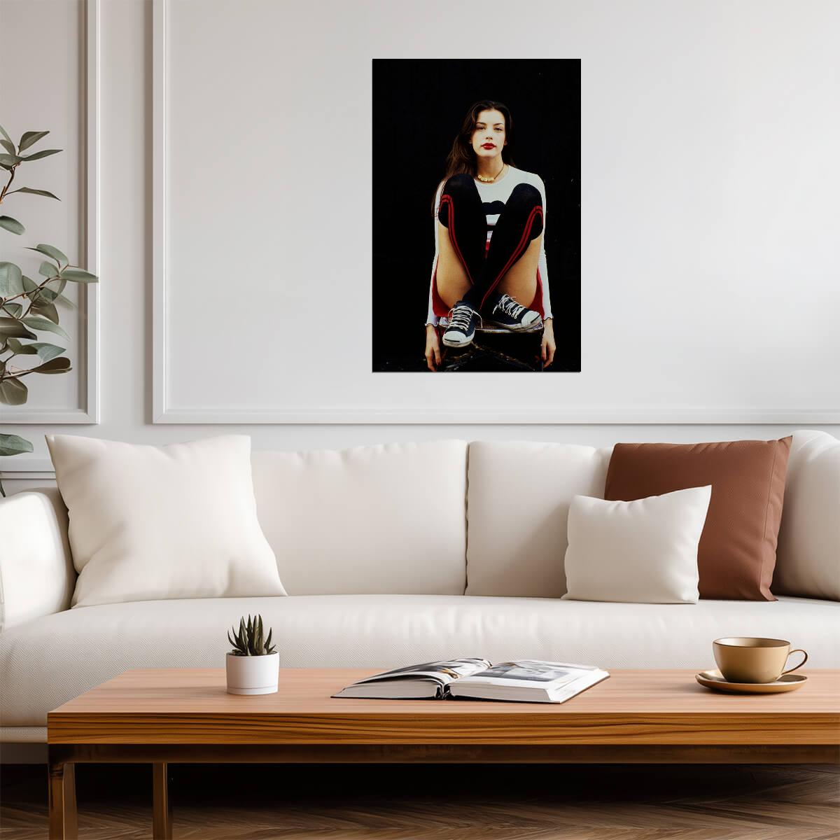 Liv Tyler Sneakers Poster | Vintage Red Lipstick Wall Art Print - Celebrities Poster