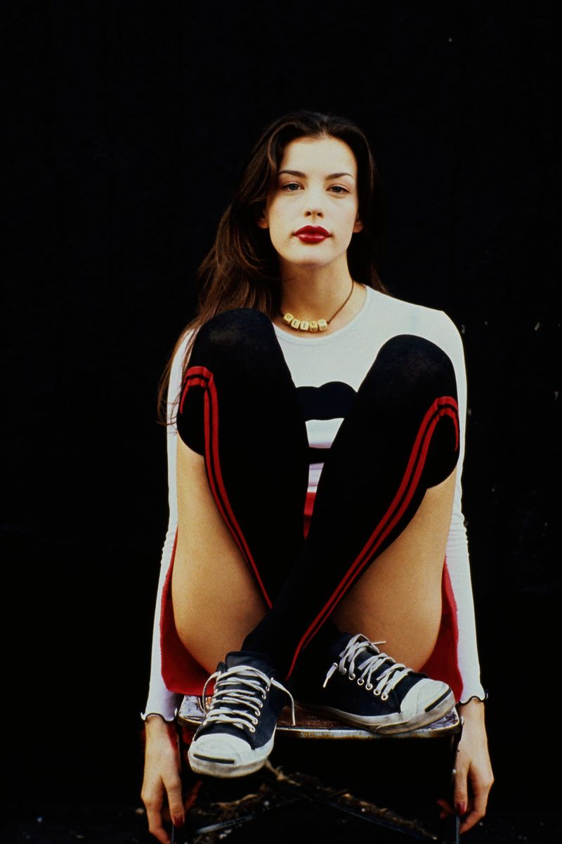 Liv Tyler Sneakers Poster | Vintage Red Lipstick Wall Art Print - Celebrities Poster