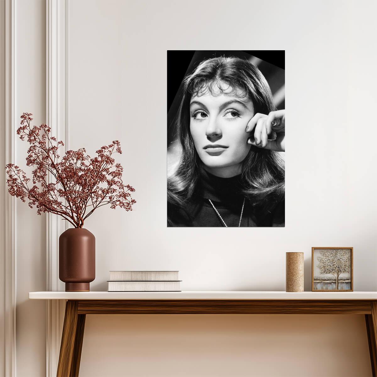 Anouk Aimee Black and White Portrait Poster | Actress Wall Art Print - Celebrities Poster
