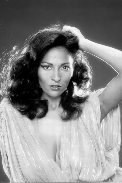 Pam Grier in Dress Poster | Black and White Glamour Portrait Wall Art Print - Celebrities Poster