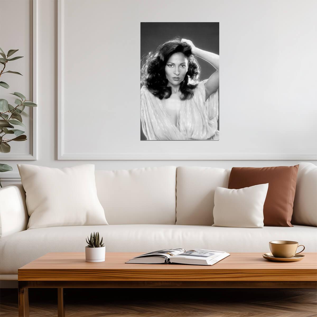 Pam Grier in Dress Poster | Black and White Glamour Portrait Wall Art Print - Celebrities Poster