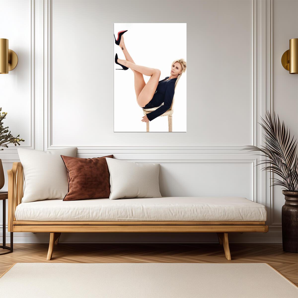 Charlize Theron Sexy Legs Poster | Actress Wall Art Print - Celebrities Poster