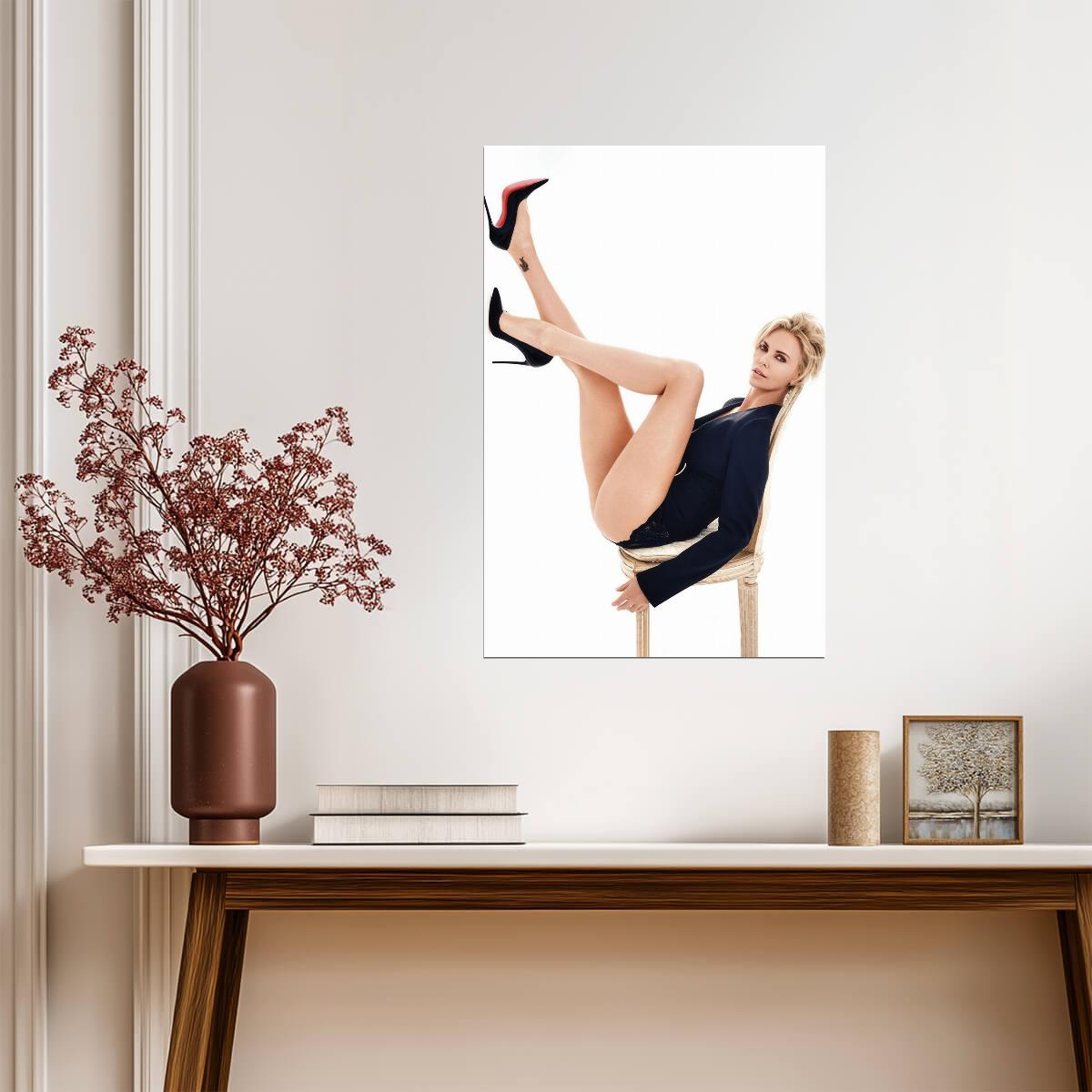 Charlize Theron Sexy Legs Poster | Actress Wall Art Print - Celebrities Poster