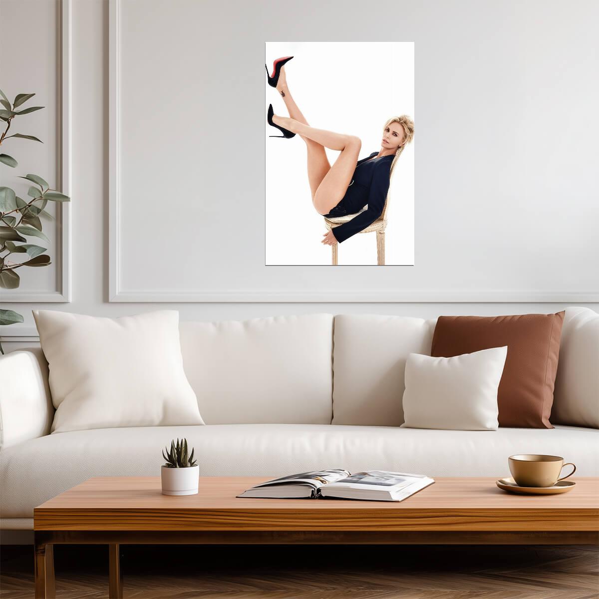 Charlize Theron Sexy Legs Poster | Actress Wall Art Print - Celebrities Poster