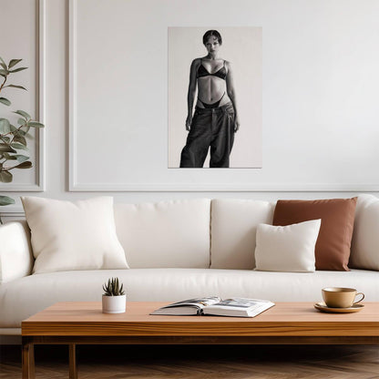 Taylor Russell in Black Lingerie Poster | Black and White Full Body Print - Celebrities Poster