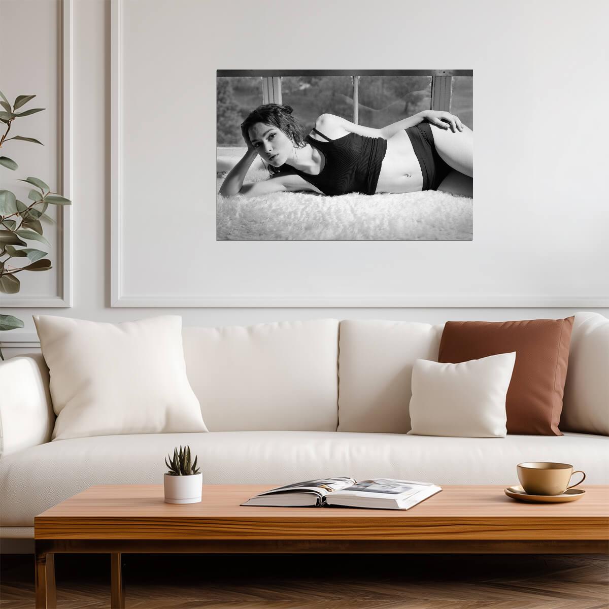 Keira Knightley Black and White Portrait Poster | Actress Wall Art Print - Celebrities Poster