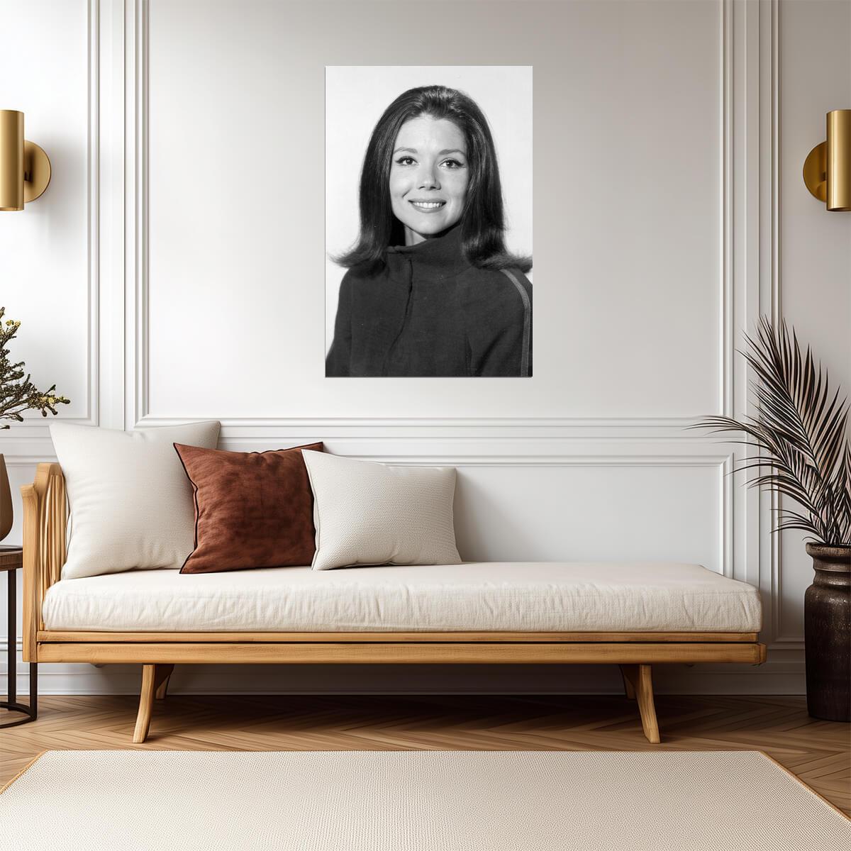 Diana Rigg Black and White Portrait Poster | Actress Wall Art Print - Celebrities Poster