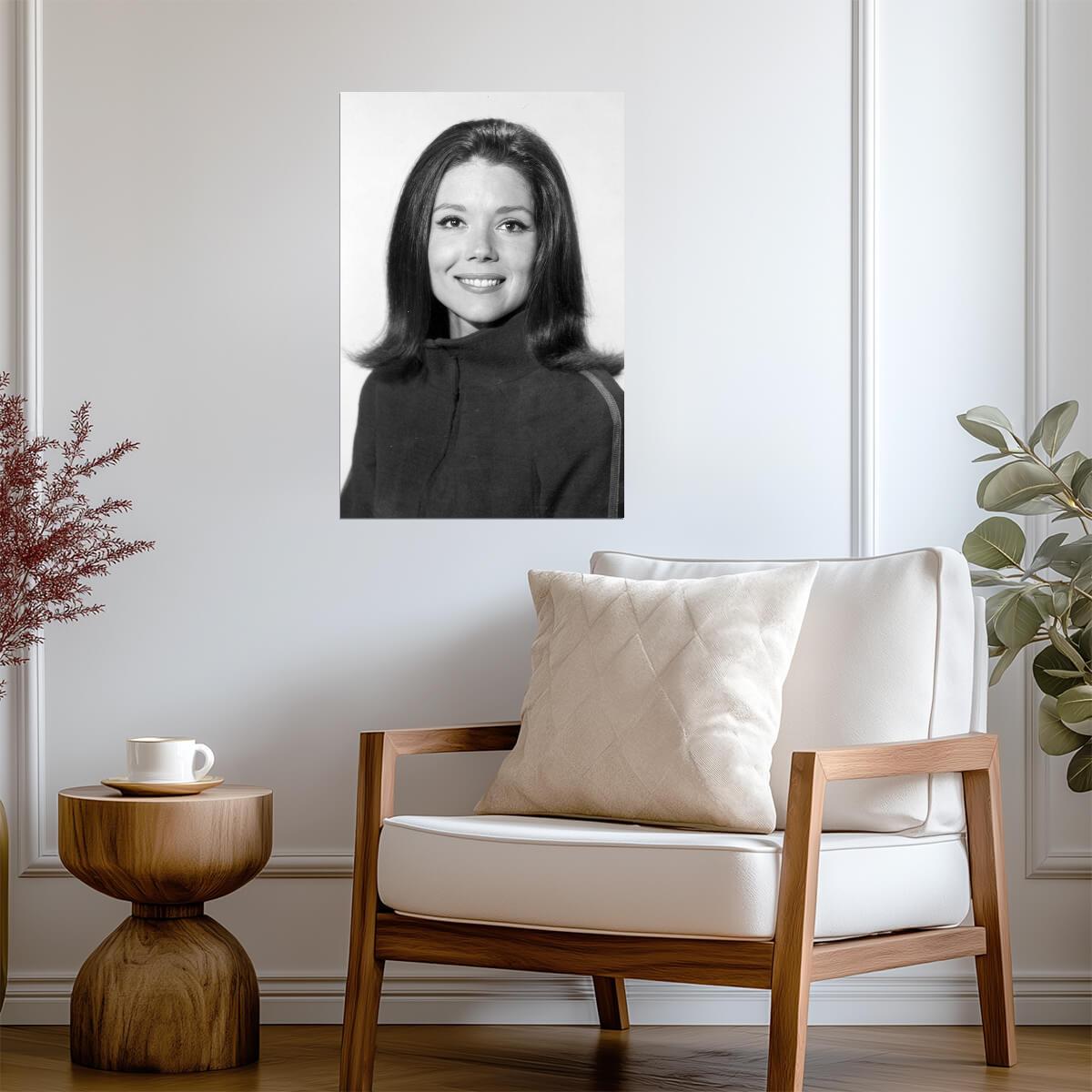 Diana Rigg Black and White Portrait Poster | Actress Wall Art Print - Celebrities Poster