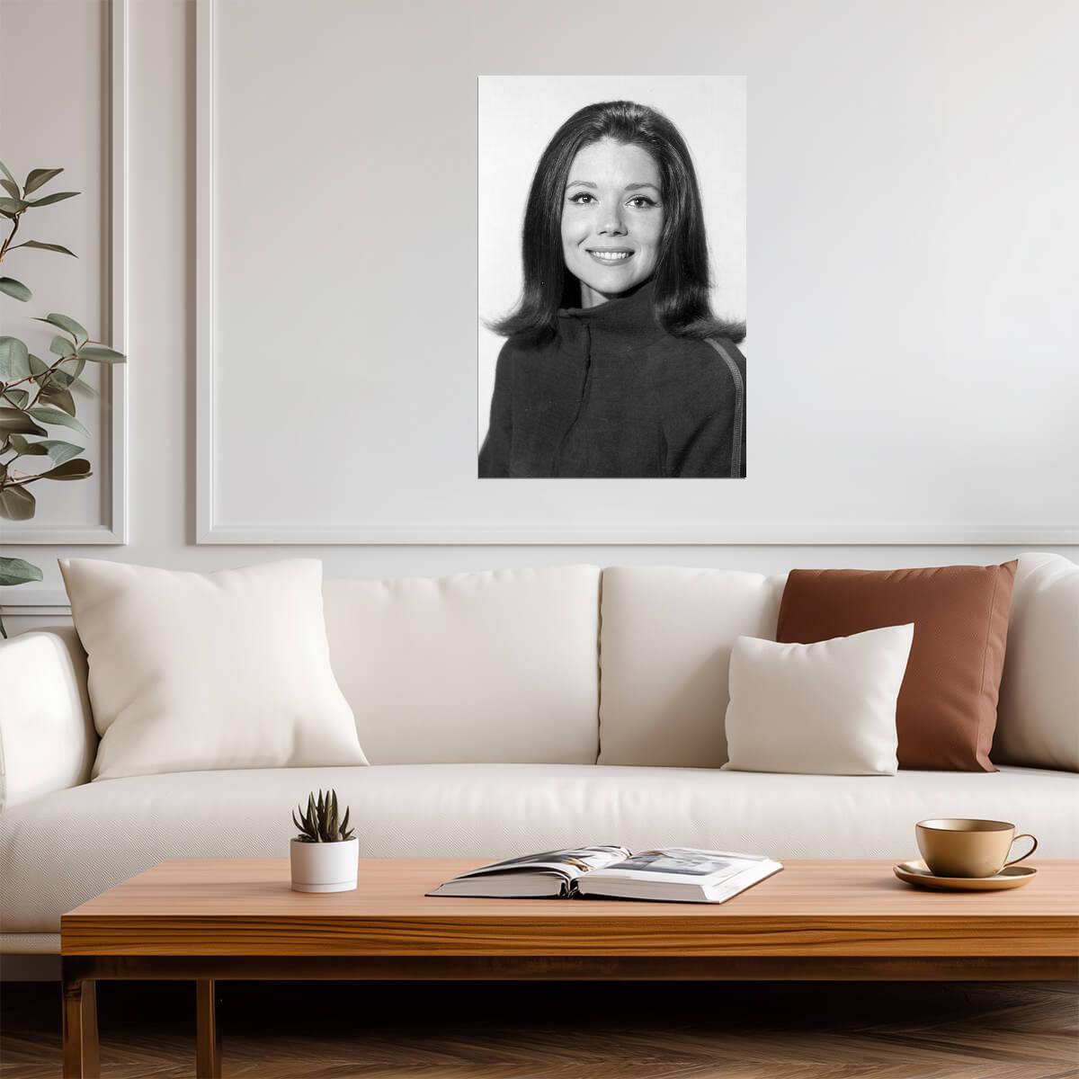 Diana Rigg Black and White Portrait Poster | Actress Wall Art Print - Celebrities Poster