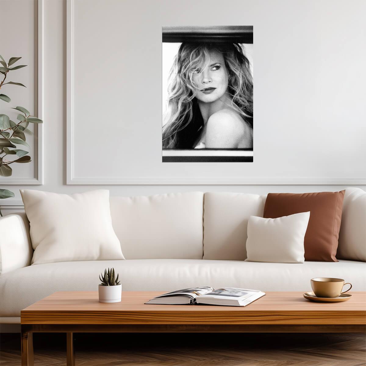 Kim Basinger Black and White Portrait Poster | Actress Photo Print - Celebrities Poster
