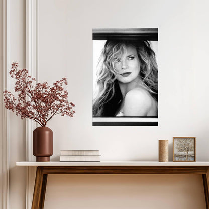 Kim Basinger Black and White Portrait Poster | Actress Photo Print - Celebrities Poster