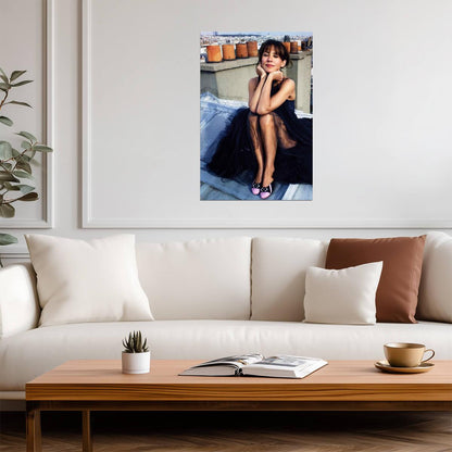 Sophie Marceau in Black Dress Poster | Fashion Photoshoot Wall Art Print - Celebrities Poster