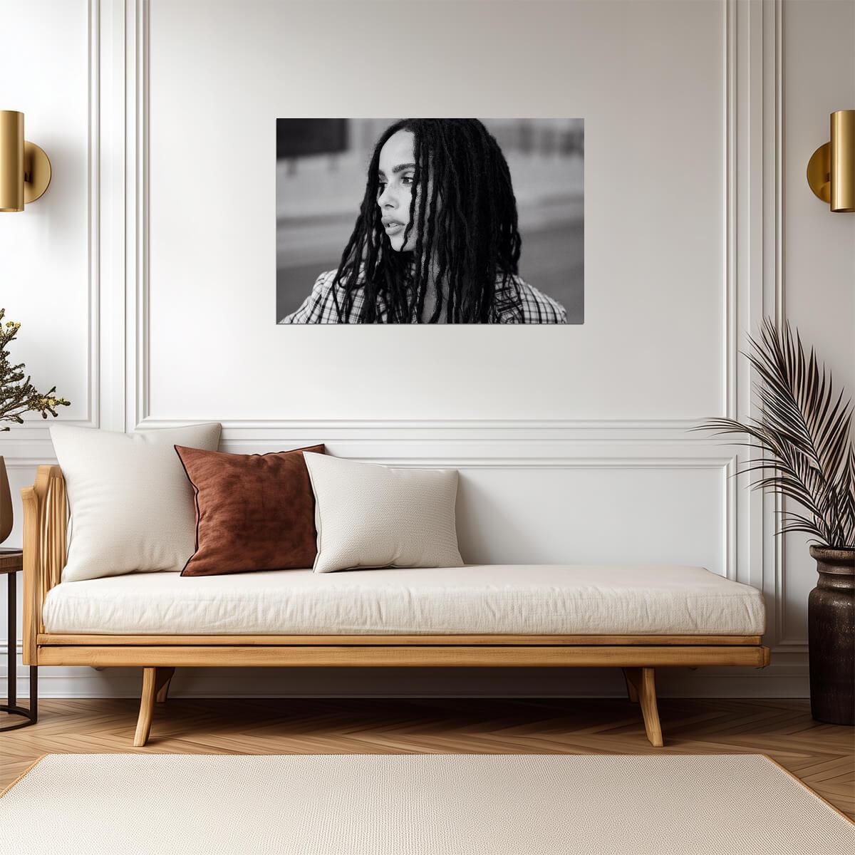Zoe Kravitz Black and White Portrait Poster | Actress Wall Art Print - Celebrities Poster