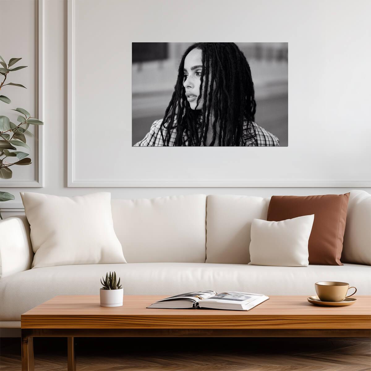 Zoe Kravitz Black and White Portrait Poster | Actress Wall Art Print - Celebrities Poster