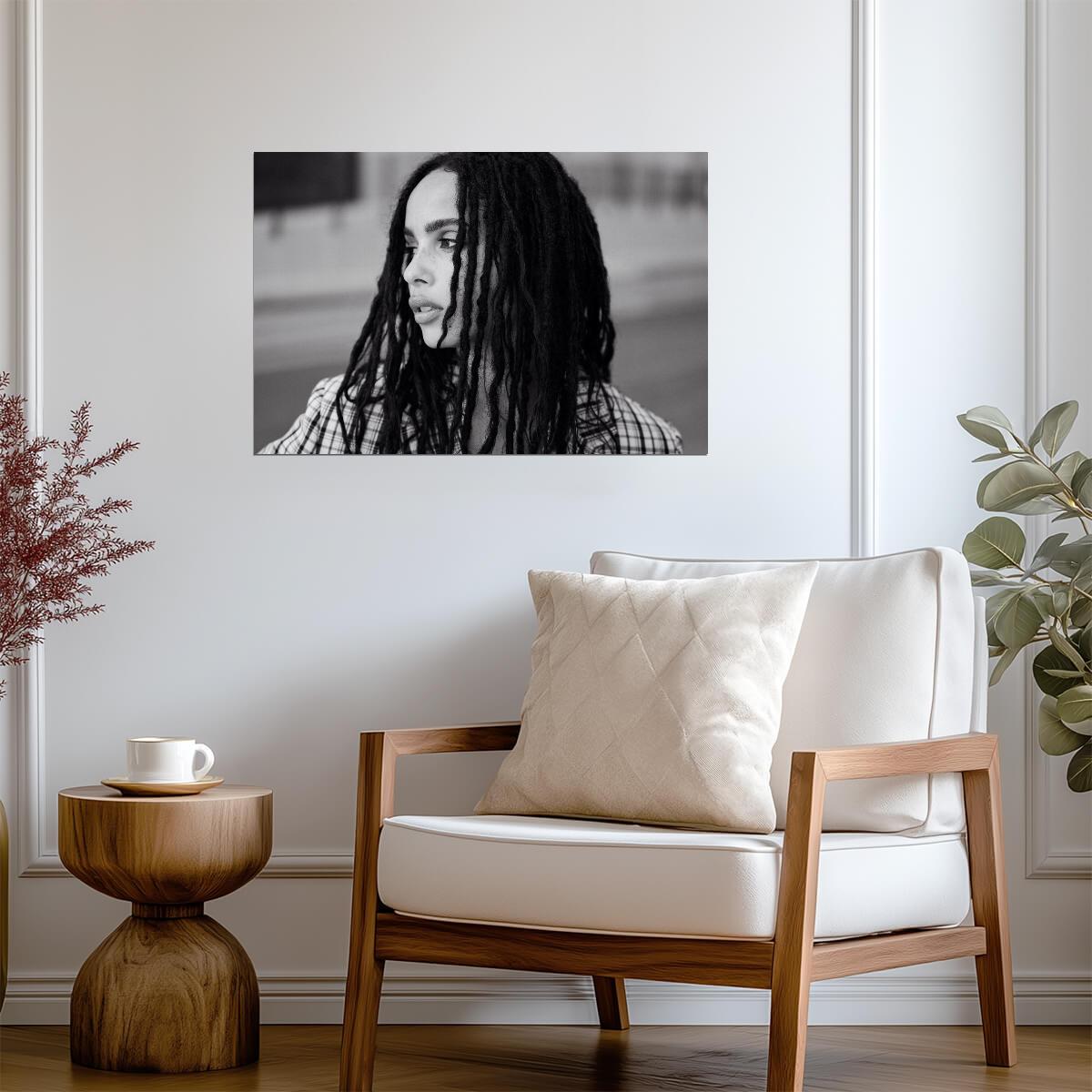 Zoe Kravitz Black and White Portrait Poster | Actress Wall Art Print - Celebrities Poster
